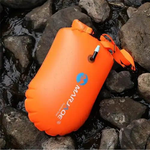 盈客游泳用品802 定制 y806荧光黄泳救生圈救生气囊储物式游泳包漂流