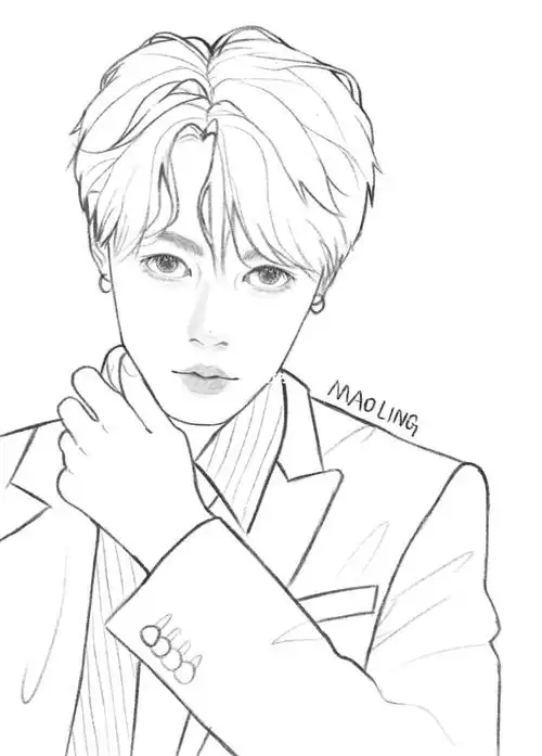 e家人们快来看看吧#手绘头像  #手绘线稿  #人物线稿 #林彦俊