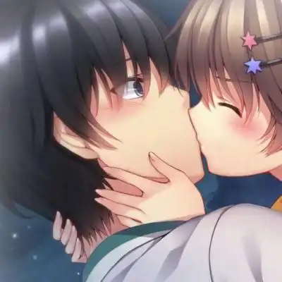 舌吻动漫一左一右情侣头像