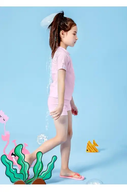 361度儿童分体泳衣女中大童游泳衣韩国女孩可爱公主宝宝防晒泳装淡