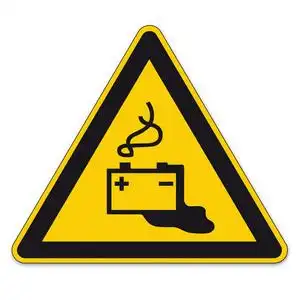 警告三角标志的安全标志矢量象形图 bgv 图标电池电池铅酸电池照片