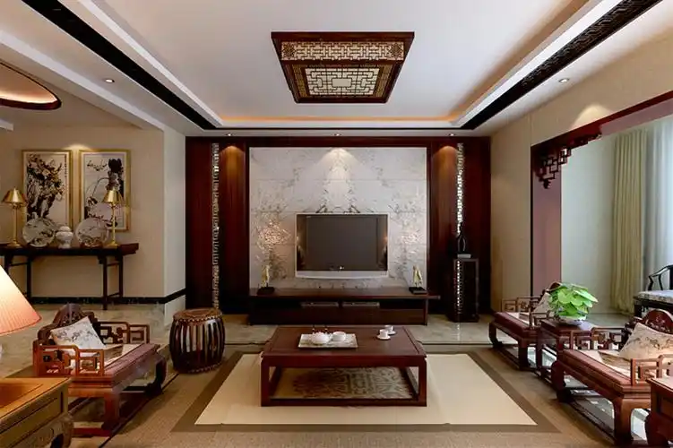 中式效果图客厅装修效果图片_装修美图-新浪家居