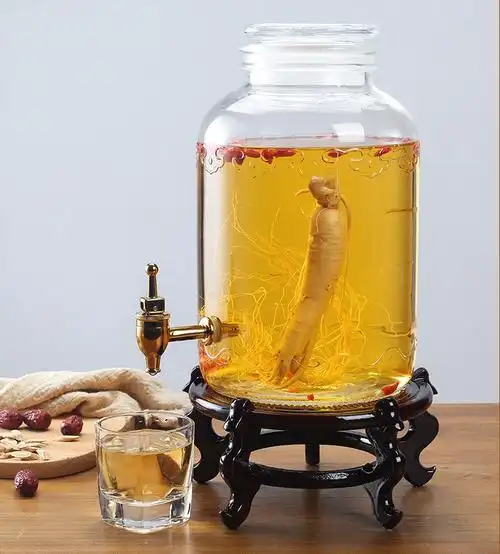 储酒瓶玻璃磨砂瓶口泡酒瓶带龙头密封广口药酒坛酿酒容器10斤30斤储酒