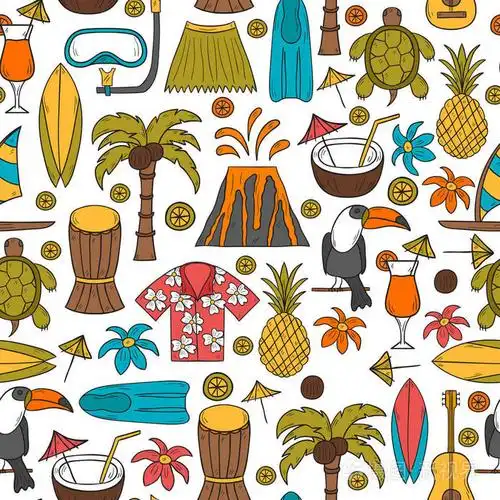 矢量手绘夏威夷背景