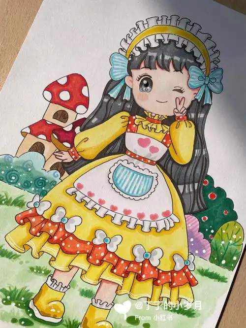 果果马克笔开学后画的第一幅画,孩子今天上学,自己在家无忧无虑的画画