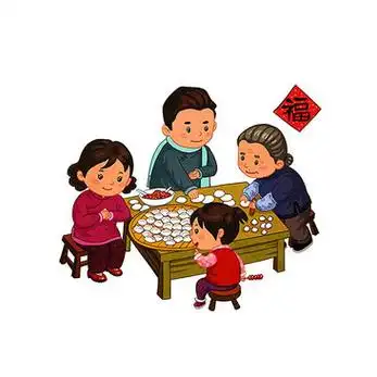 春节人物包饺子