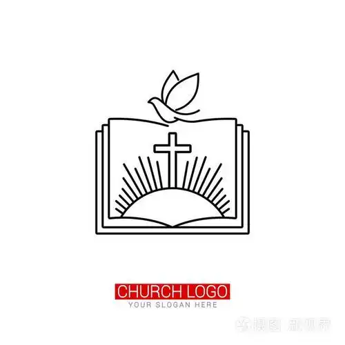 基督教的象征. 耶稣的十字架和鸽子在公开圣经的背景上