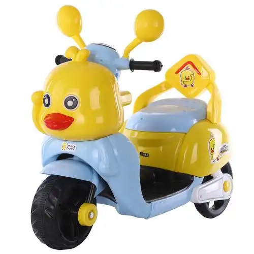 新款小黄鸭儿童电动摩托车男女宝宝三轮车大号电瓶车充电动玩具车
