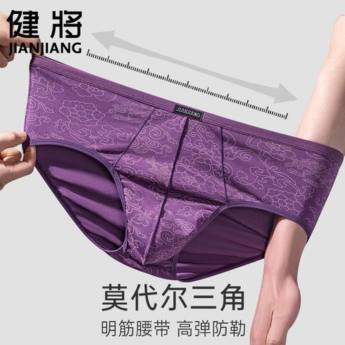 健将男士内裤三角裤男品牌冰丝大码裤衩头男生莫代尔加肥加大短裤