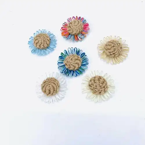 新款6cm小皱菊花朵花头饰花朵胸花纸绳花麻绳花鞋帽配件装饰用品