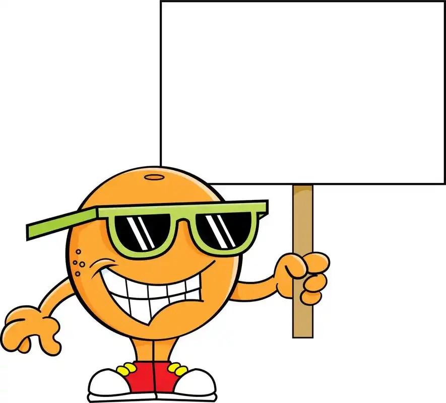 举着牌子的卡通橙色.