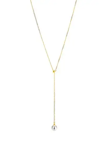 8-9mm正圆天然淡水珍珠吊坠18k金日本订制卡地亚项链