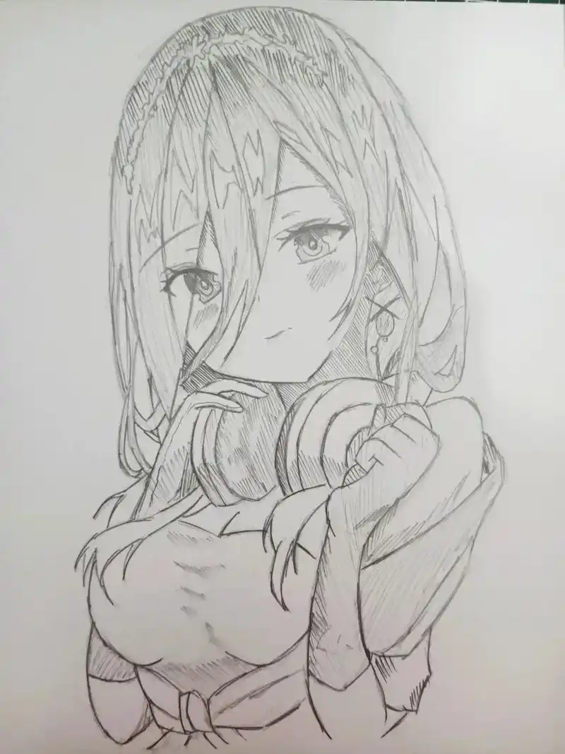 临摹  #三玖 #五等分的花嫁 #临摹手绘 #撤退的矮人  - 抖音