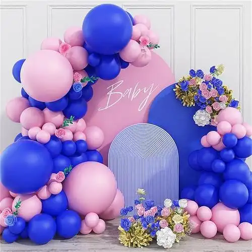 亚马逊热销粉蓝色气球拱门套装跨境新款儿童生日派对场景布置气球