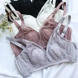 超薄大胸显小真丝文胸无钢圈 薄款桑蚕丝内衣女夏微聚拢舒适