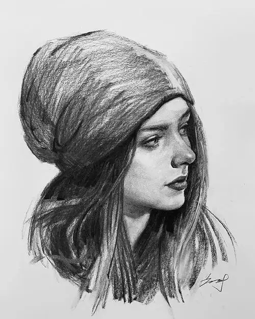 人物肖像画欣赏,富有质感的女孩素描作品集