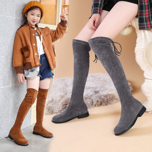 女童过膝长靴靴子2021秋冬加绒儿童高筒靴中大皮靴