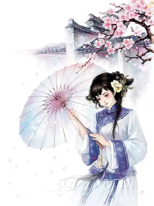 唯美古风的撑伞少女动漫图片奈何桥上等千年