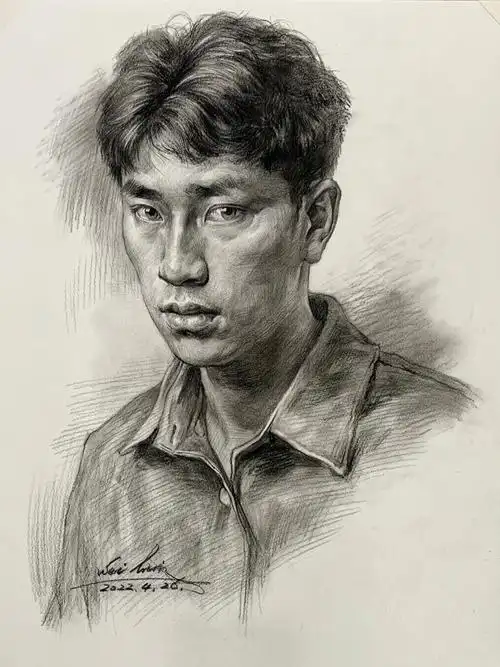 男青年素描头像示范过程