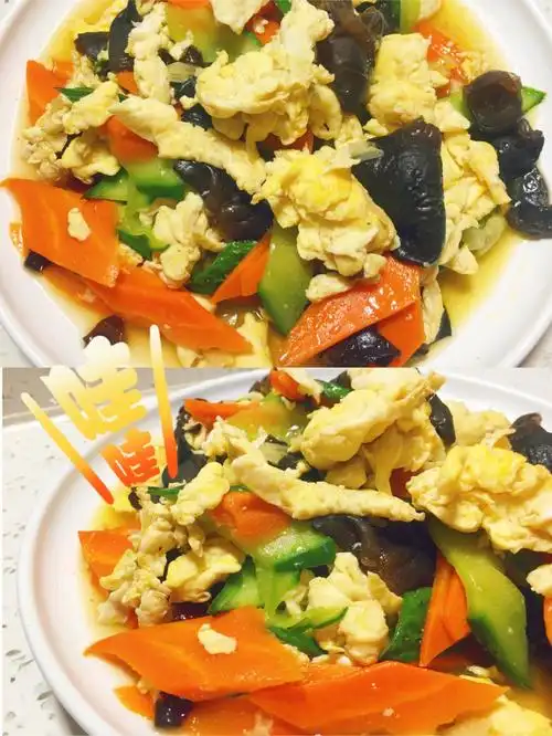 鲜香可口10分钟搞定木耳炒胡萝卜鸡蛋