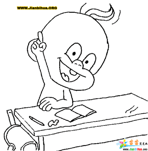 聪明小孩简笔画