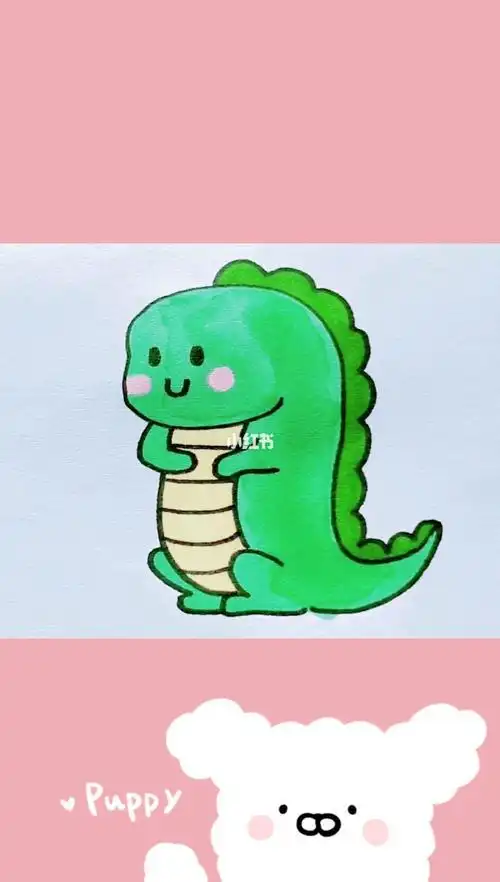 卡通恐龙图片《小太阳幼儿园》假期疫期间线上教学简笔画《手指恐龙》