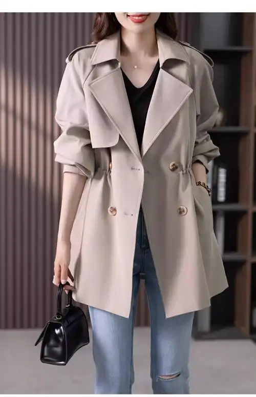 现货官图 法式风衣女中长款2024秋装新款高级感英伦风外套大衣 - 17网