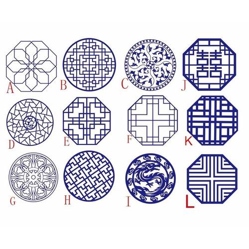 青花瓷圆框墙贴花纹花边幼儿园教室装饰环创墙壁中国风墙贴画中式