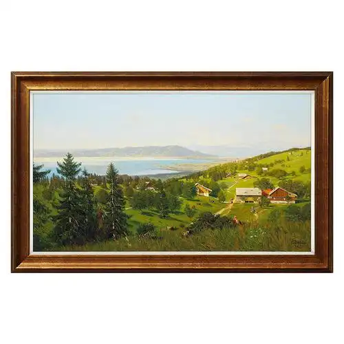 奕境欧式风景山水油画客厅沙发背景墙装饰画美式油画