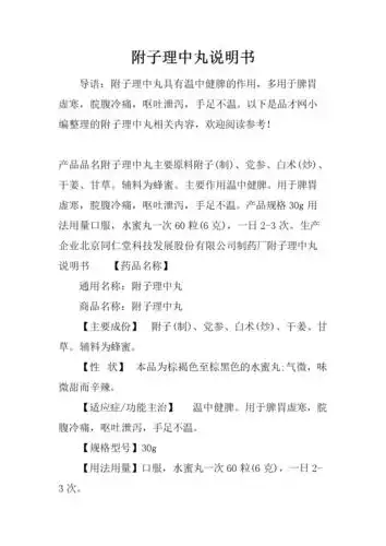 附子理中丸说明书.docx