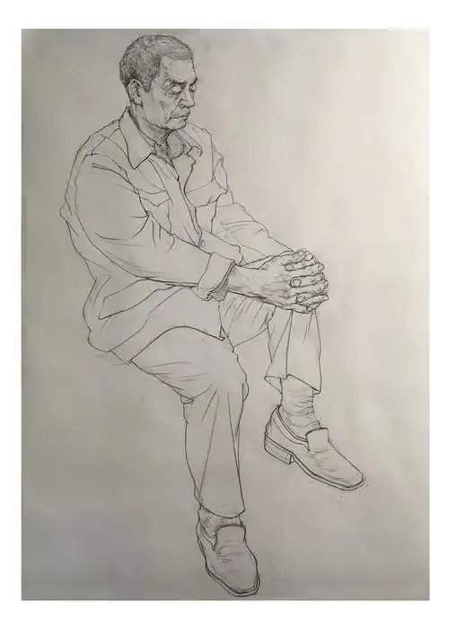 线性素描/人物全身肖像 (全开 4小时 写生)