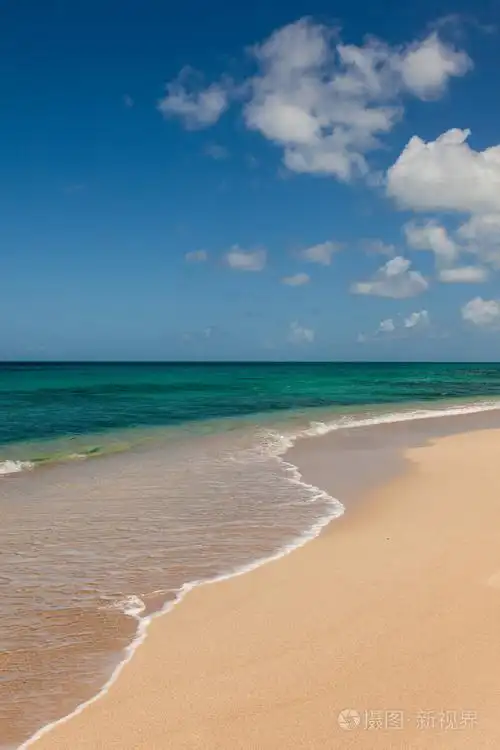 美丽的热带海滨沙滩海海景蓝色天空蓬松 cl照片-正版商用图片19vk3r-