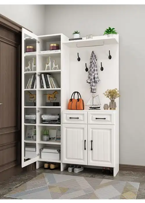 鞋柜衣帽架一体鞋柜挂衣架一体鞋柜新款2021家用门口大容量入户阳台