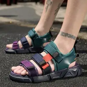 运动凉鞋男夏季国潮外穿软底青少年初中学生男孩魔术贴沙滩凉拖鞋