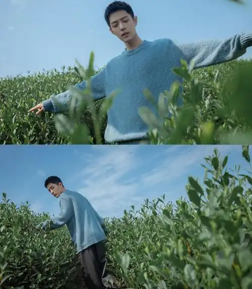 肖战寸头写真曝光牛仔背带裤配白背心肌肉线条男友力十足