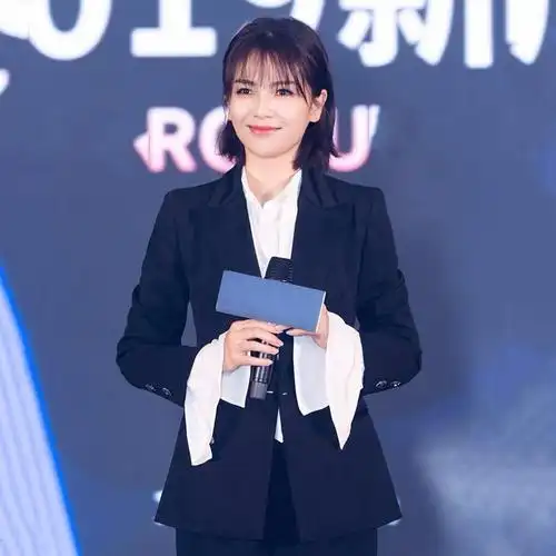 刘涛明星同款黑色西装外套长裤西服套装修身西装