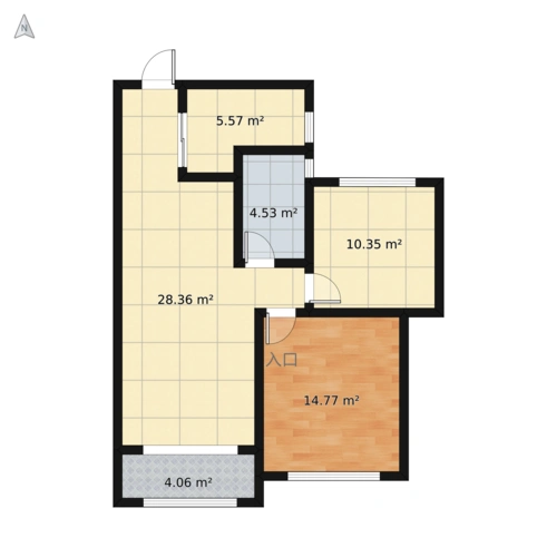 *2室2厅1卫户型图