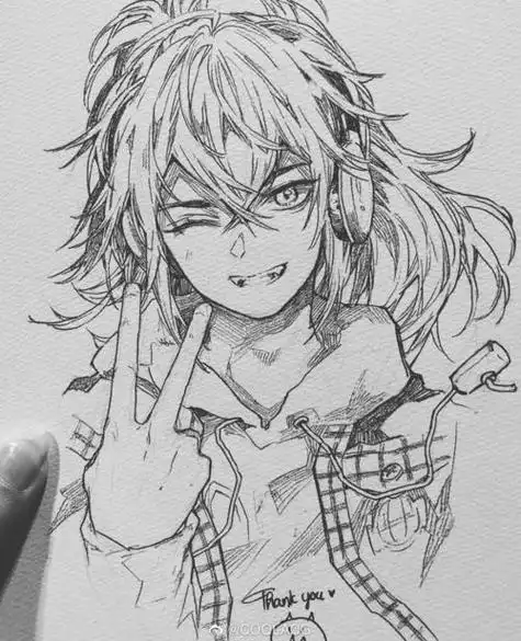 动漫帅哥素描图片设计图素描题材的动漫绘画作品古装男子卡通手绘线稿