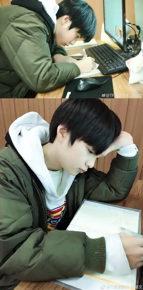 刘耀文晒加油作业人的表情包