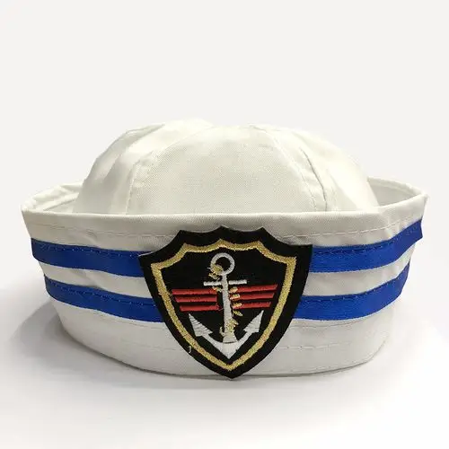 翻边大力水手帽成人白色海军帽订做表演船长帽圆顶水兵帽批发厂家