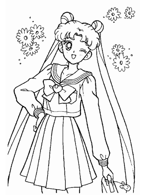 查字典板报网卡通动漫人物简笔画-美少女战士可爱的女生卡通简笔画