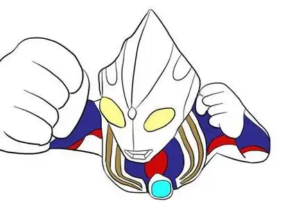 飞行中的迪迦奥特曼儿童亲子简笔画