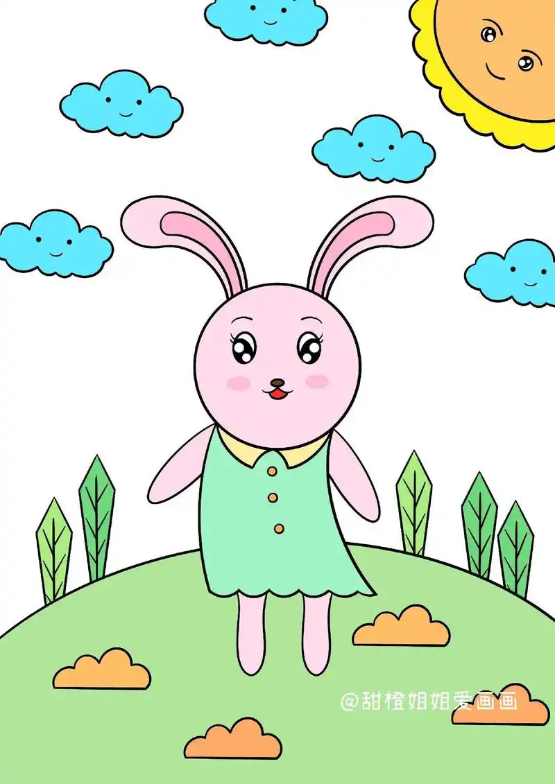 可爱的小白兔.今天画小兔子哦#儿童画 #画画 #简笔画 #手 - 抖音