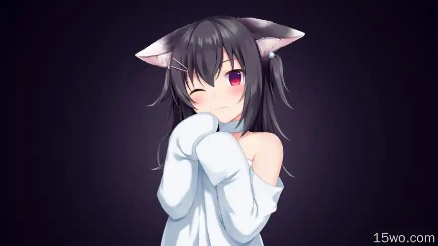 动漫女孩猫耳朵4k壁纸