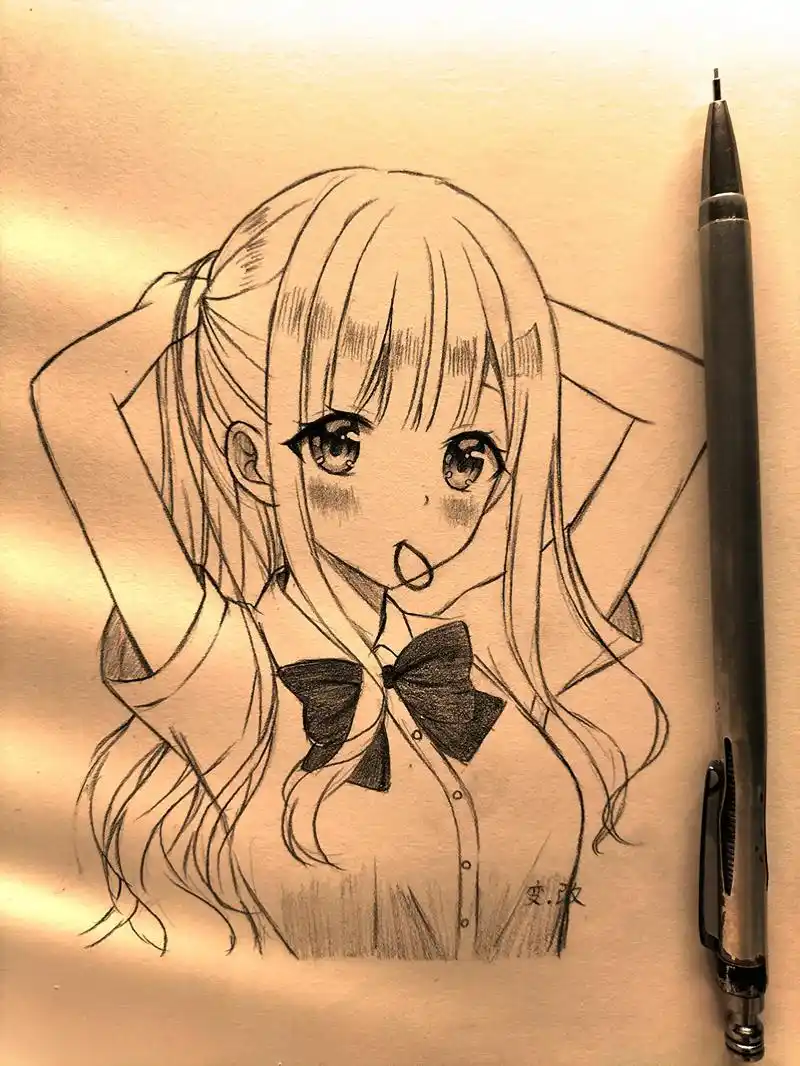 正在扎头发的女生 .都比较喜欢我画的女生 今天画了一个#临摹 - 抖音