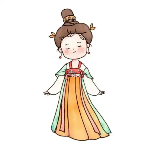 古风简笔画汉服小姑娘