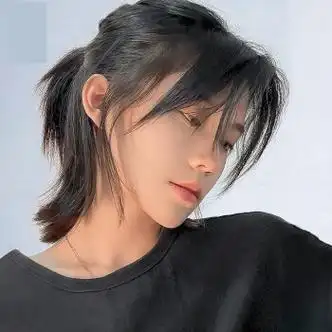 闪格假发男狼尾鲻鱼头cos长发中分刘海日系中性锁骨发全头套式可扎好