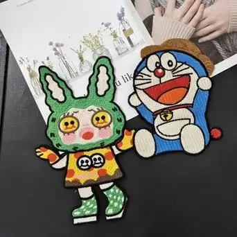 欧洲站潮牌卡通布贴叮当猫外套装饰服装辅料秋冬新款个