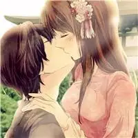 二次元唯美系情侣接吻头像