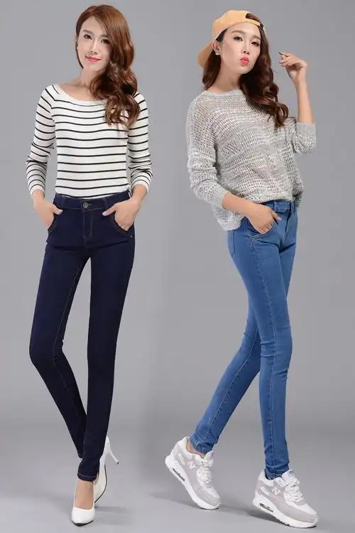 2016秋冬款韩版时尚女装牛仔裤 休闲女式牛仔长裤 厂家清.